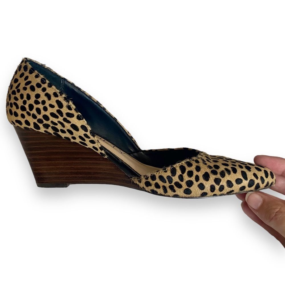 Sole Society | Womens D’Orsay Cheetah Print Fur Wedges | Size 5.5 - Picture 7 of 12